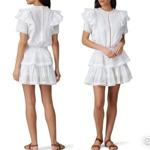 Maia Bergman Mery Dress Fit & Flare Mini Tunic Size Med White Eyelet